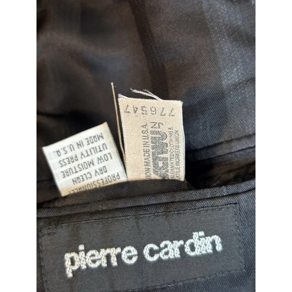 Pierre Cardin Suit Coat 44L Charcoal Pinstripe 2 Button Wool Sport Coat Blazer